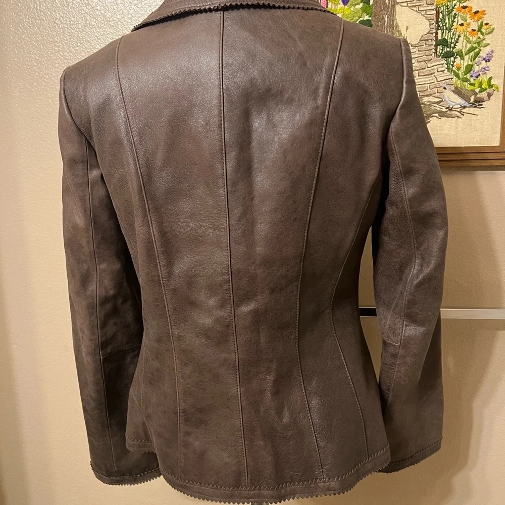 Sigrid Olsen Brown Leather Jacket size XS